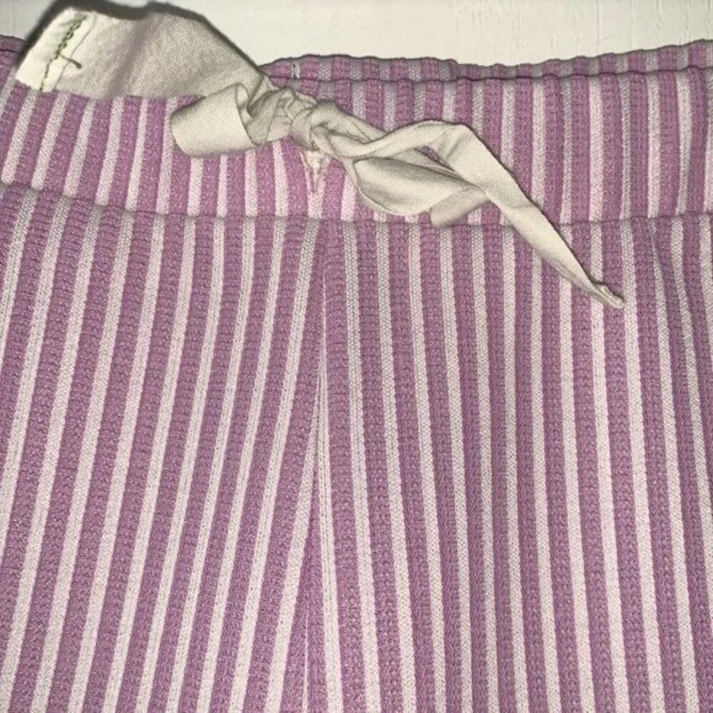 Pink & White Striped Elastic Waist Pants With Bow Detail - Picture 2 of 7